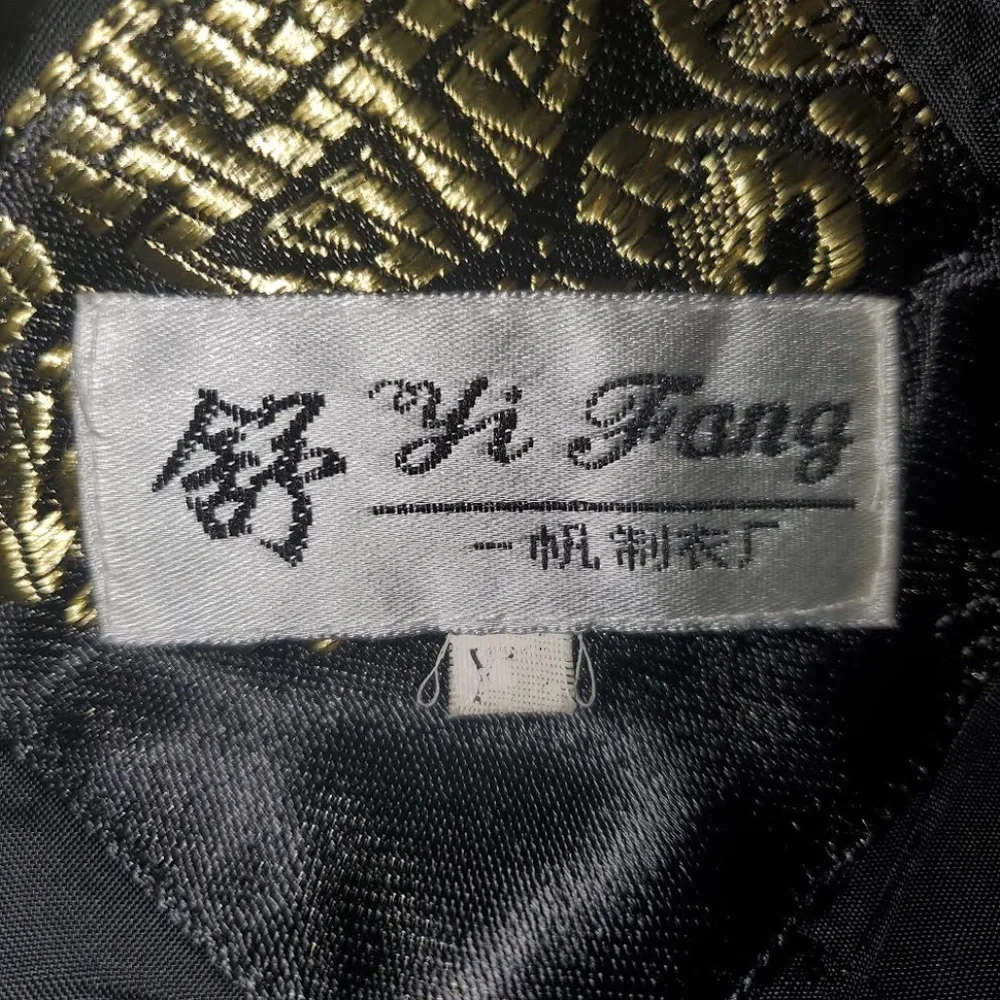 Mens Vintage Chinese Black/ Gold Tang Suit with Stand-up Collar (Jacket & Pants) - Picture 3 of 15